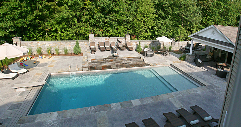 Swimming pool and stamped concrete project example 168